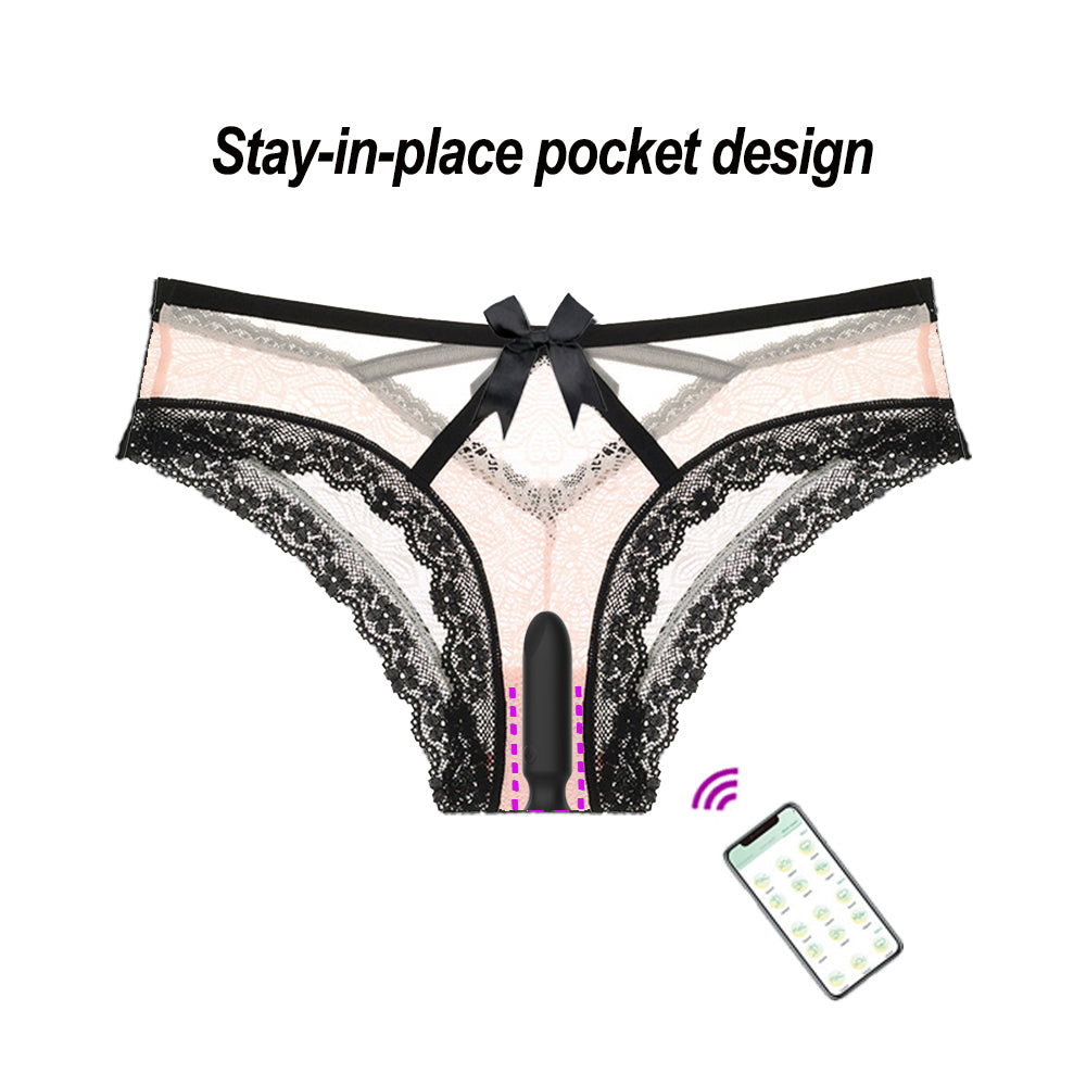 App-Controlled Vibrating Panties with Bow Design – Lace Wearable Remote Control Set